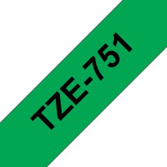 Brother Tape Black on Green 24mm TZE751